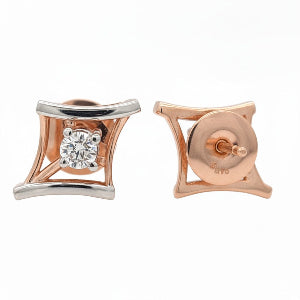 Lunara Crosslight Studs – 18K Rose & White Gold Rhodium Plated