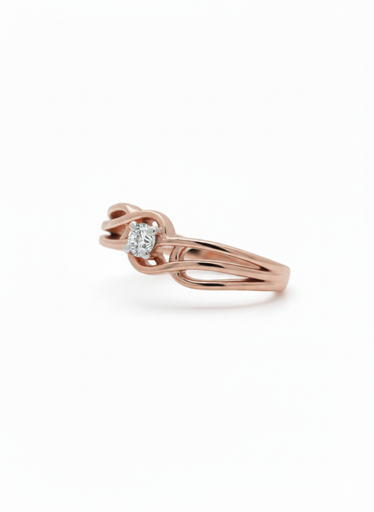 Rose Intertwine Ring - 18K Rose Gold Rhodium Plated