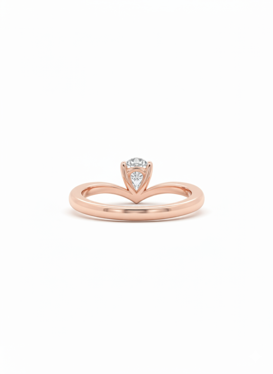 Pear V-Wishbone Ring - 18K Rose Gold Rhodium Plated