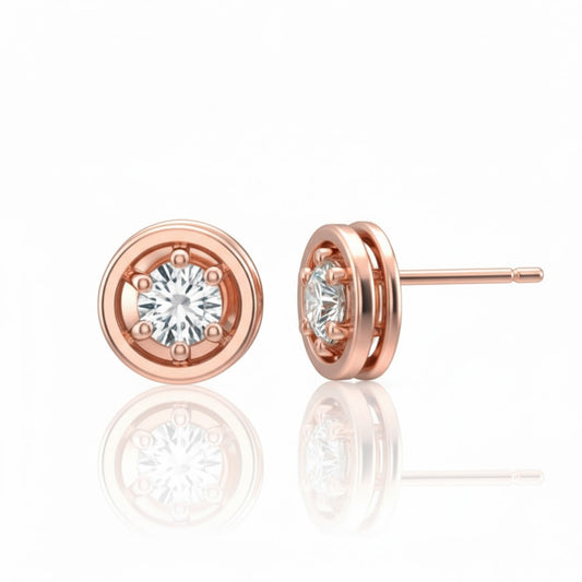 Nuvia Glow Crest Earrings – 18K Rose Gold Rhodium Plated