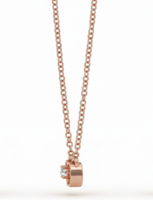 Couture Ribbon Pendant with Chain – 18K Rose Gold Rhodium Plated