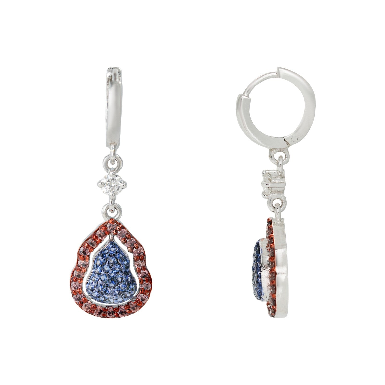 Tricolour Teardrop Sparkle Earrings