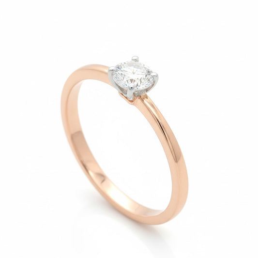 Lyra Solace Solitaire Ring – 18K Rose Gold Rhodium Plated
