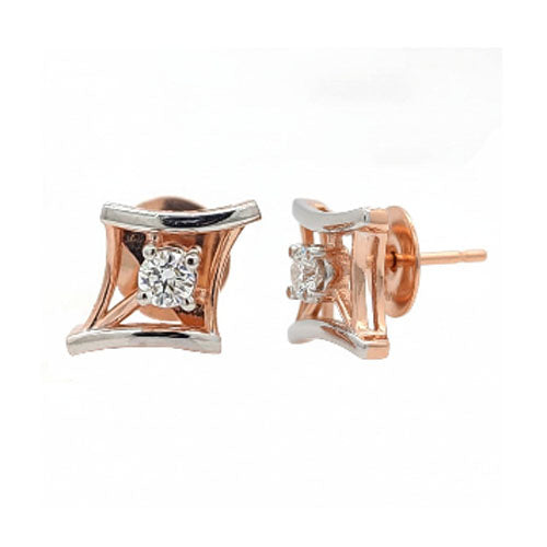 Lunara Crosslight Studs – 18K Rose & White Gold Rhodium Plated