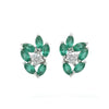 Elaris Emerald Bloom Diamond Earrings -18K White Gold Rhodium Plated