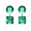 Dual Emerald Geometry Diamond Earrings 18K White Gold Rhodium-Plated