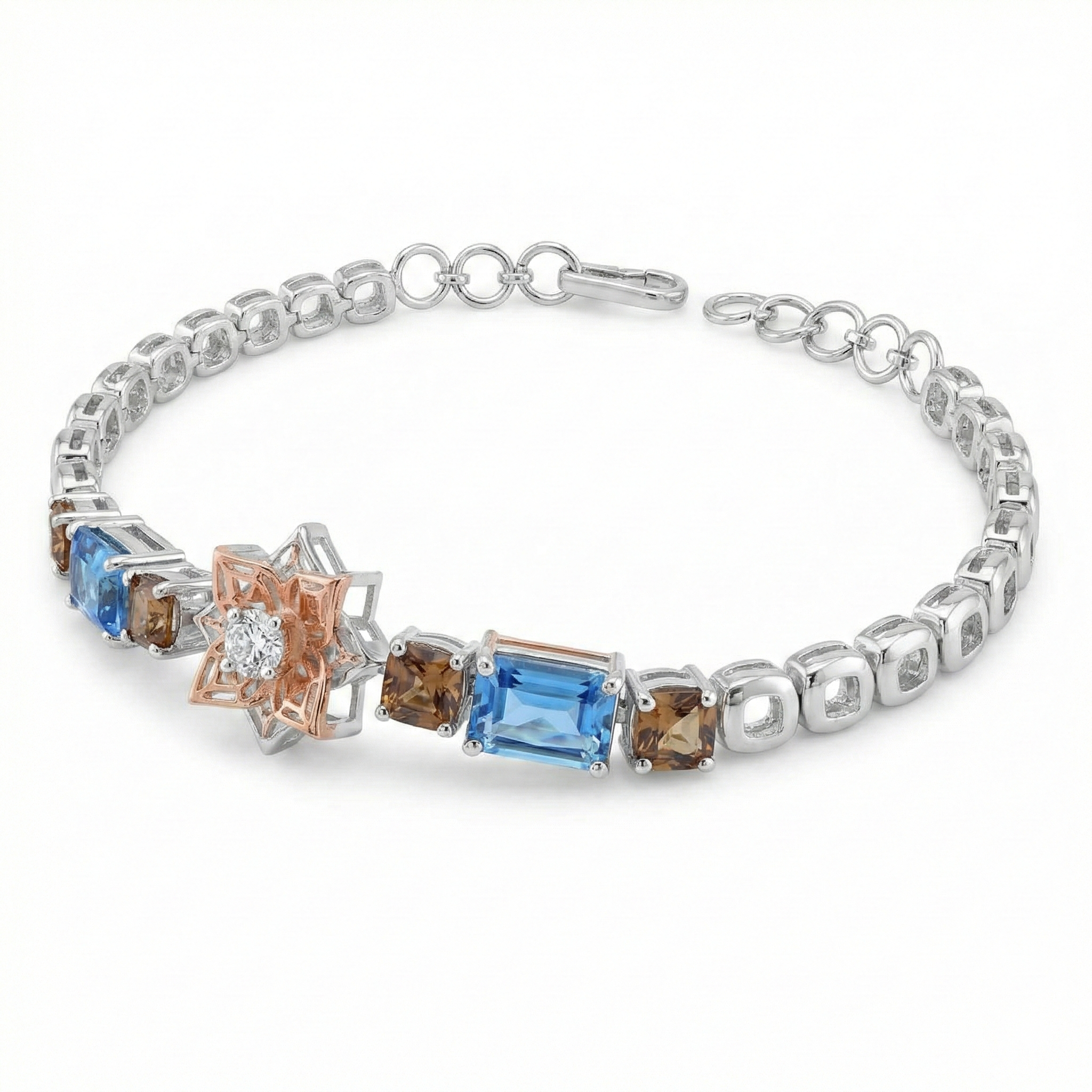 Charm Elastic Lab Grown Diamond Bracelet, Blue Stretch Band