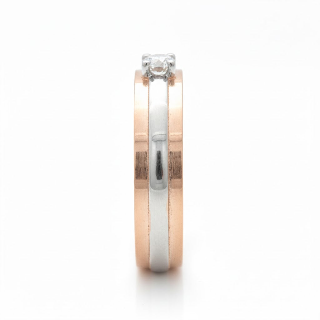 Lyra Axis Glow Ring – 18K Rose Gold Rhodium Plated