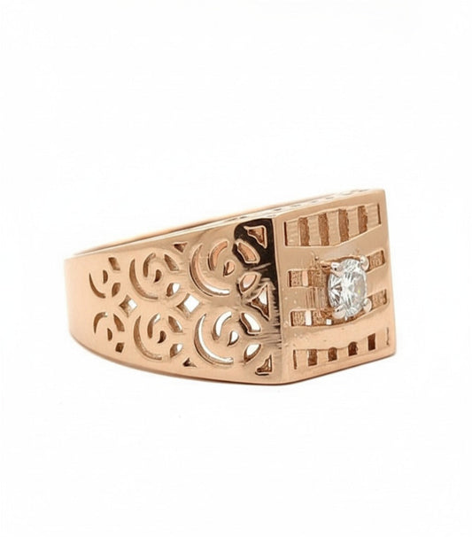 Majestro Carved Diamond Band – 18K Rose Gold Rhodium Plated
