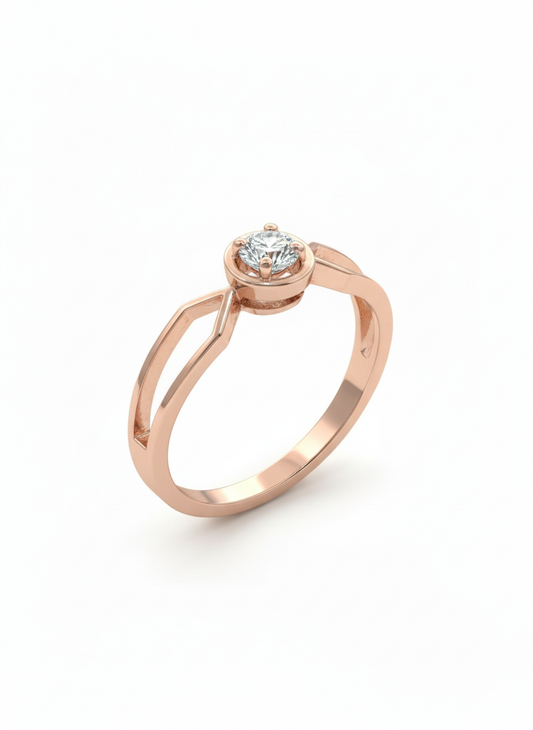 Luminous Embrace Ring- 18K Rose Gold Rhodium-Plated
