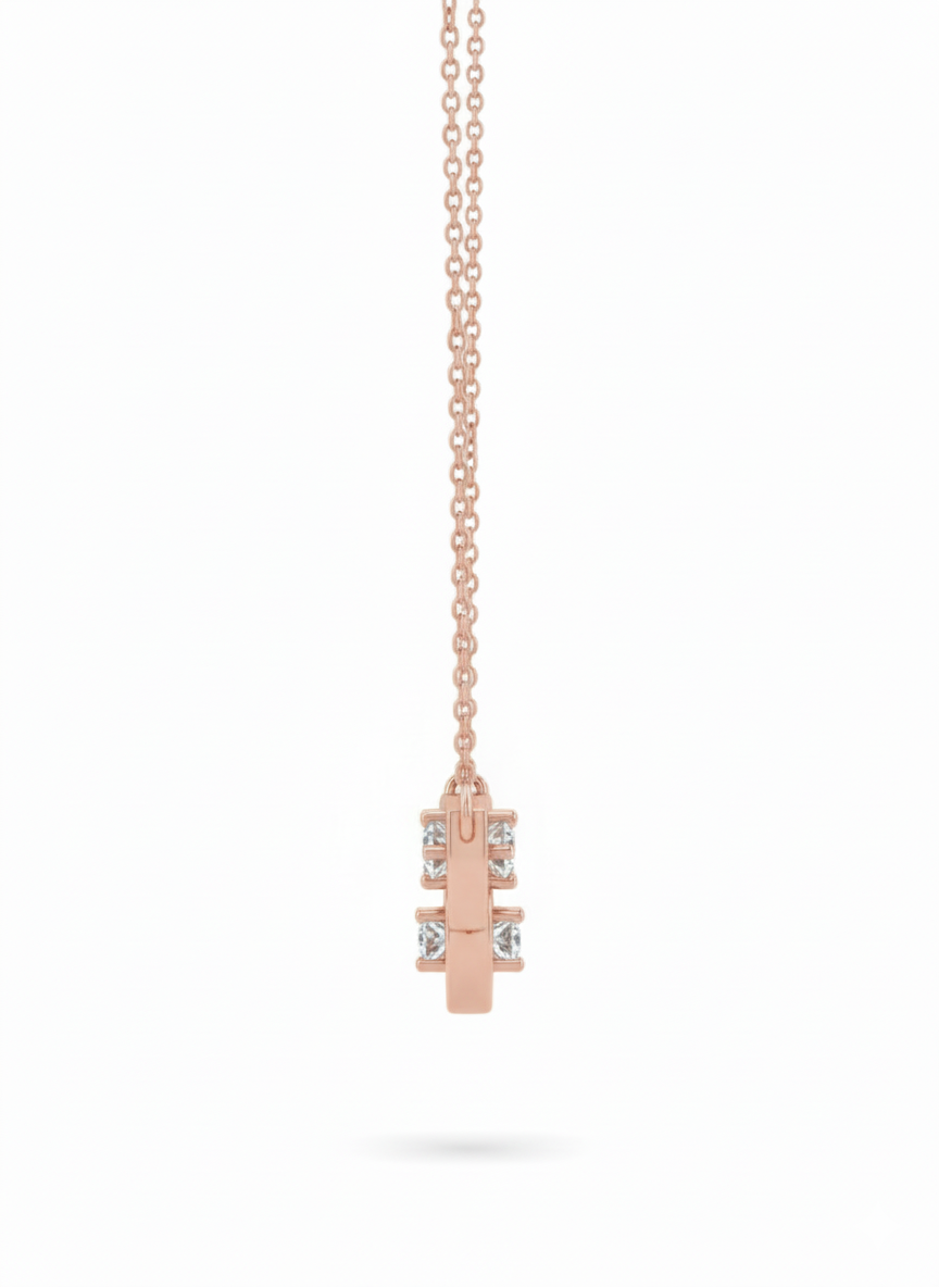 Couture Hearts Pendant with Chain – 18K Rose Gold Rhodium Plated