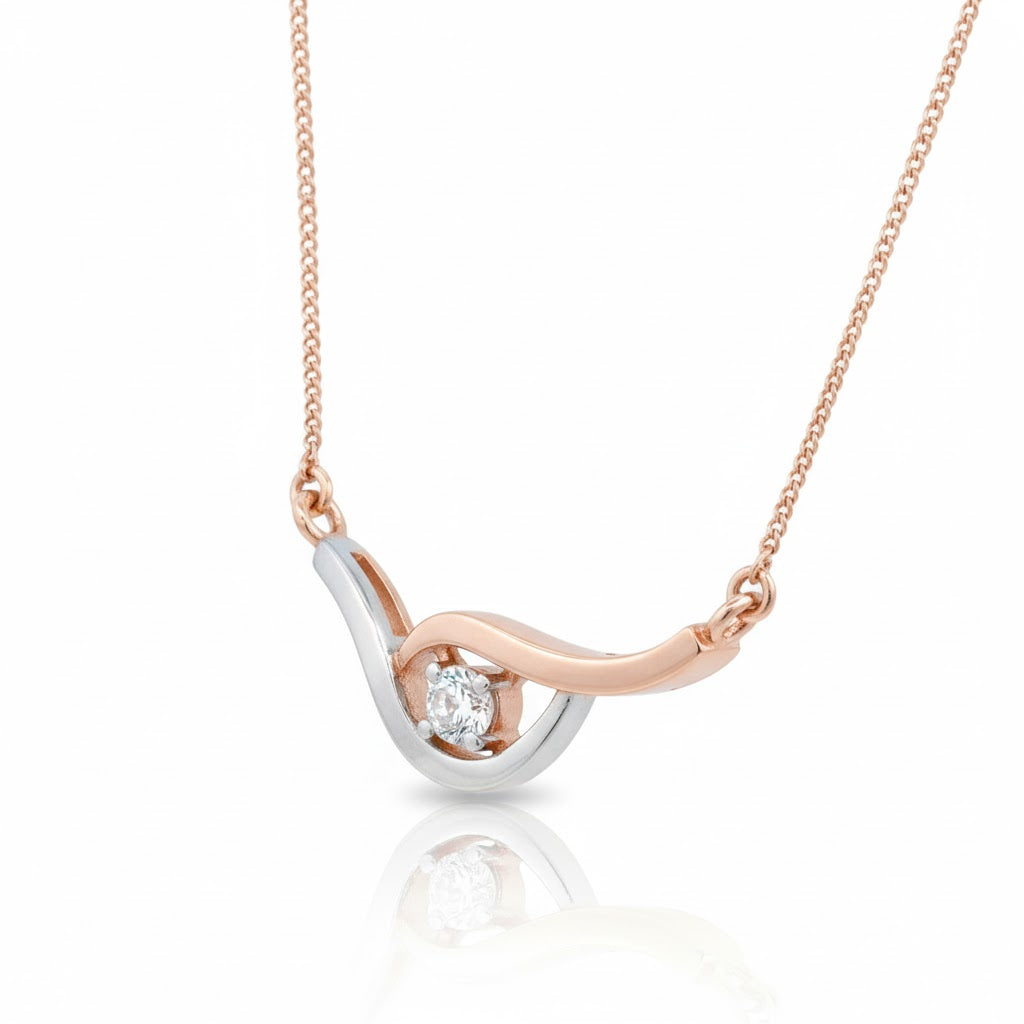 Velin Curve Pendant – 18K Rose & White Gold Rhodium Plated