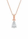 Rose Tear Solitaire Pendant with Chain - 18K Rose Gold Rhodium Plated