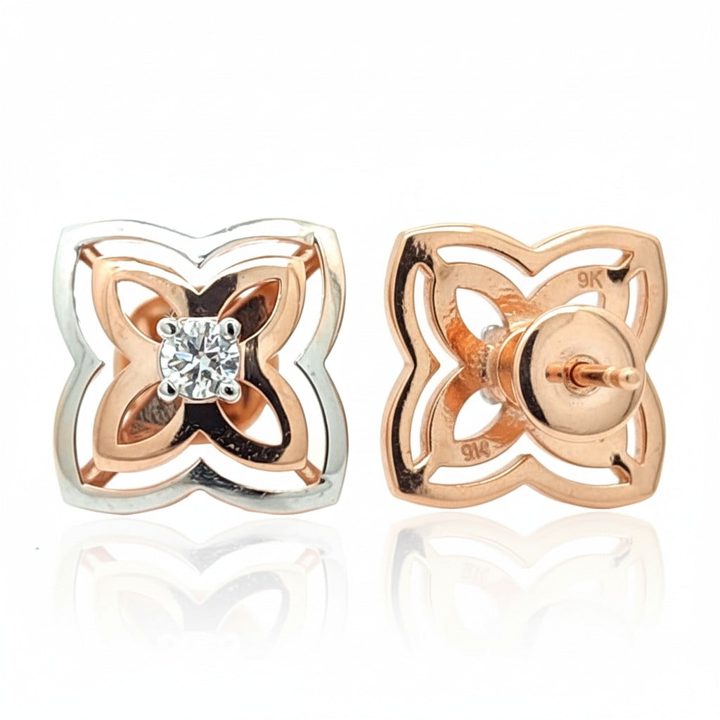 Liora Fleur Studs – 18K Rose & White Gold Rhodium Plated