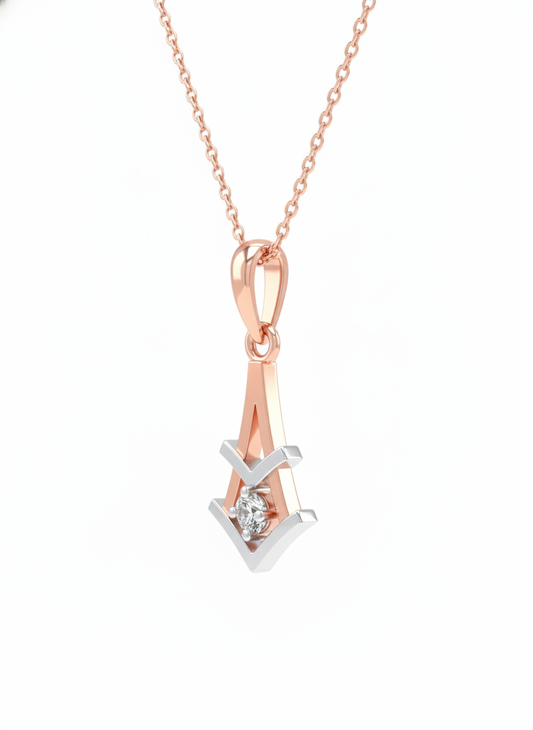 Arisyn Prism Pendant with Chain – 18k Rose Gold Dual Tone Rhodium Plated