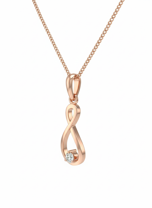 Amara Loop Diamond Pendant with Chain – 18K Rose Gold with Rhodium Accent
