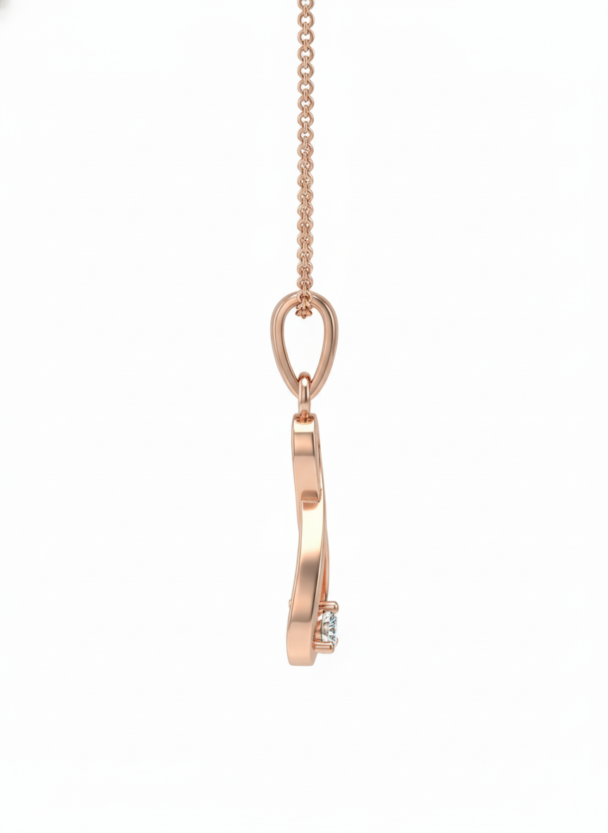 Amara Loop Diamond Pendant with Chain – 18K Rose Gold with Rhodium Accent