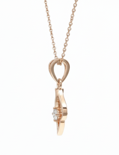 Flameheart Pendant with Chain – 18K Rose Gold Rhodium Plated
