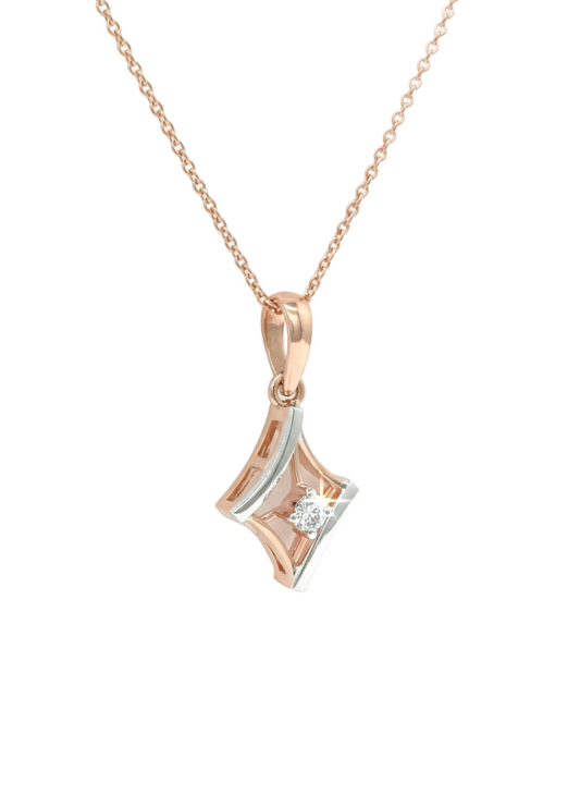 Cresent Edge Pendant with Chain – 18K Rose Gold Rhodium Plated