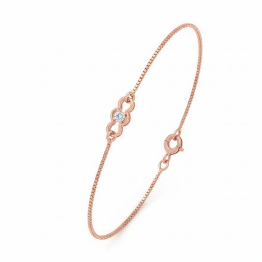 Serenelle Halo Bracelet- 18K Rose Gold Rhodium Plated