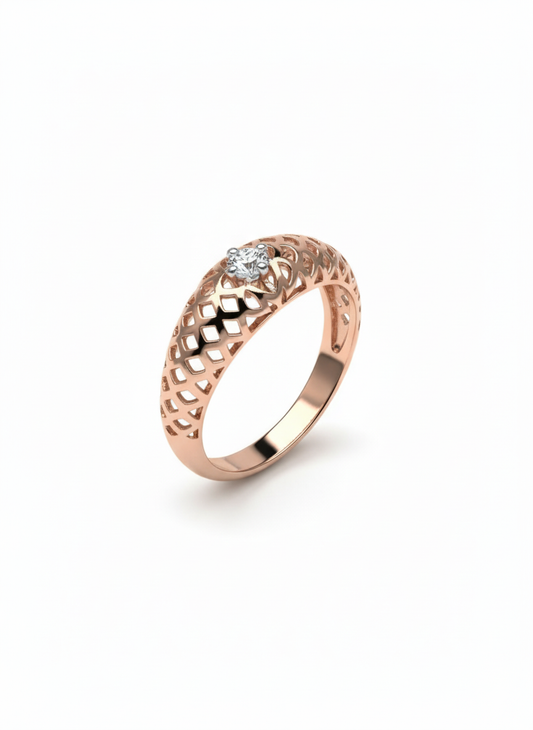 Heritage Mesh Ring - 18K Rose Gold Rhodium Plated