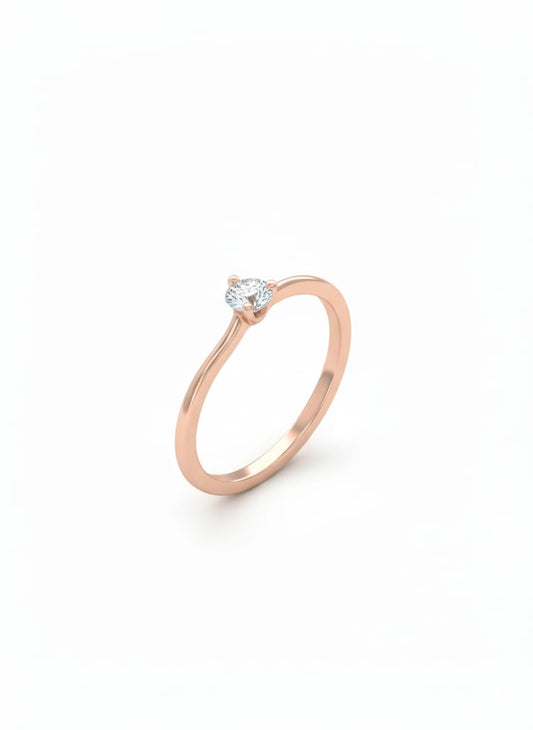 Minimalist Centre Diamond Ring - 18K Rose Gold Rhodium Plated