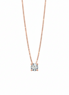 Sleek Circle Solitaire Pendant with Chain – 18K Rose Gold Rhodium Plated