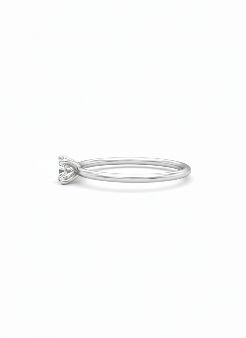Sophisticated Fine Centre Ring – 18K White Gold Rhodium Plated
