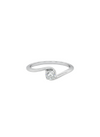 Curved Solitaire Ring – 18K White Gold Rhodium Plated