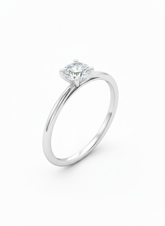 Spark Solitaire Ring – 18K White Gold Rhodium Plated