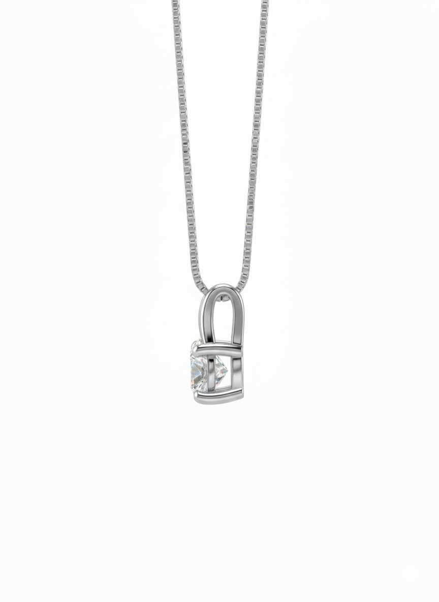Everyday Spark Pendant with Chain – 18K White Gold Rhodium Plated
