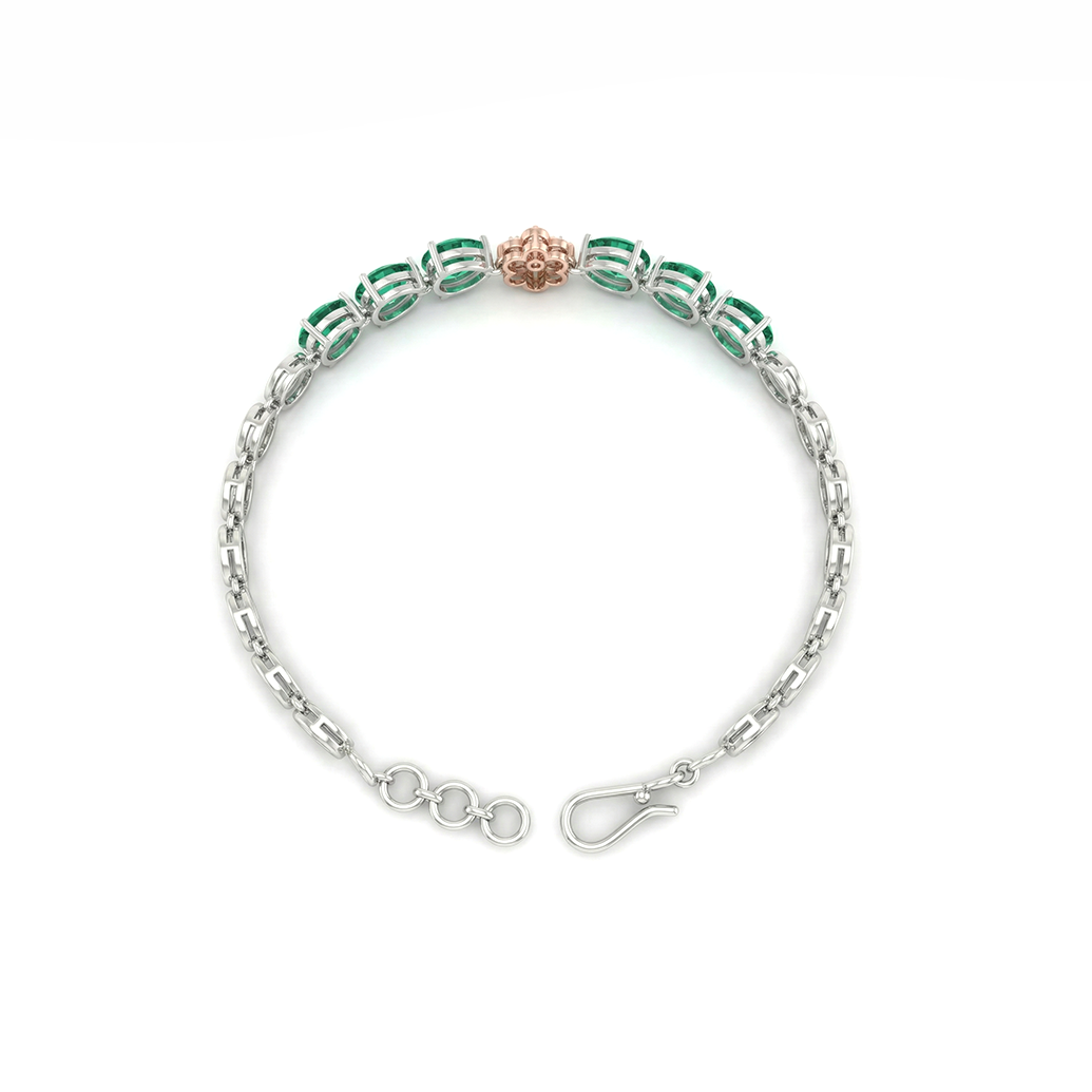 Florian Pear Cut Emerald & Lab Grown Diamond Bracelet