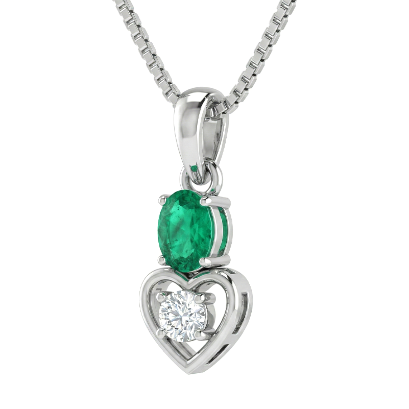 Green Gem Heart Pendant Set
