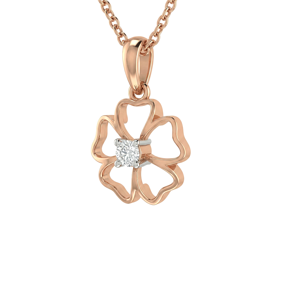 Floral Luck Diamond Pendant with Chain
