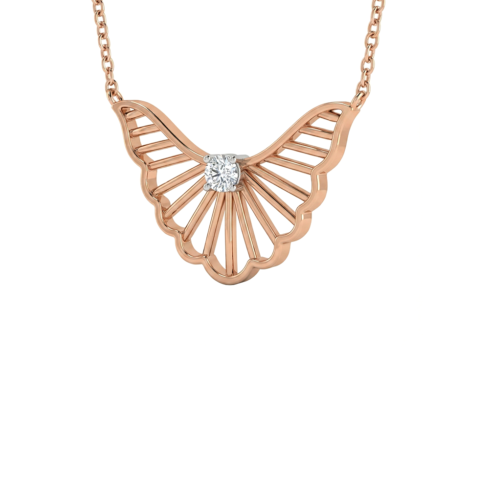 Butterfly Lattice Diamond Pendant with Chain