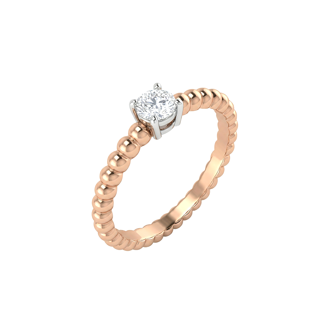 Rose Bead Solitaire Diamond Ring