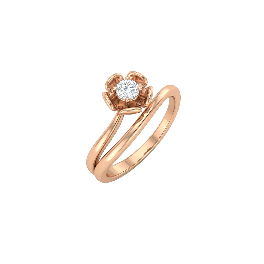 Floral Twist Solitaire Lab Diamond Ring