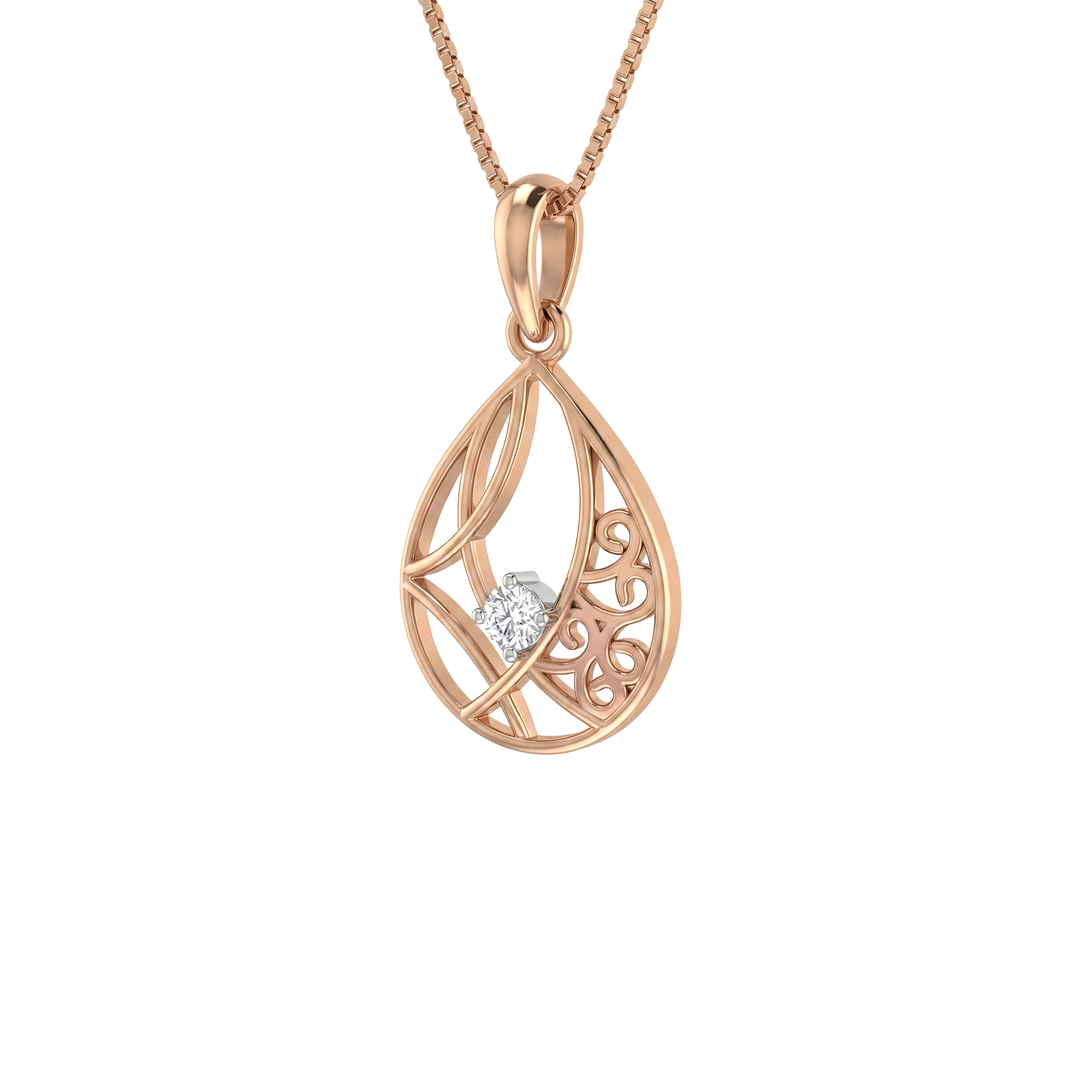 Elara Curve Diamond Pendant with Chain