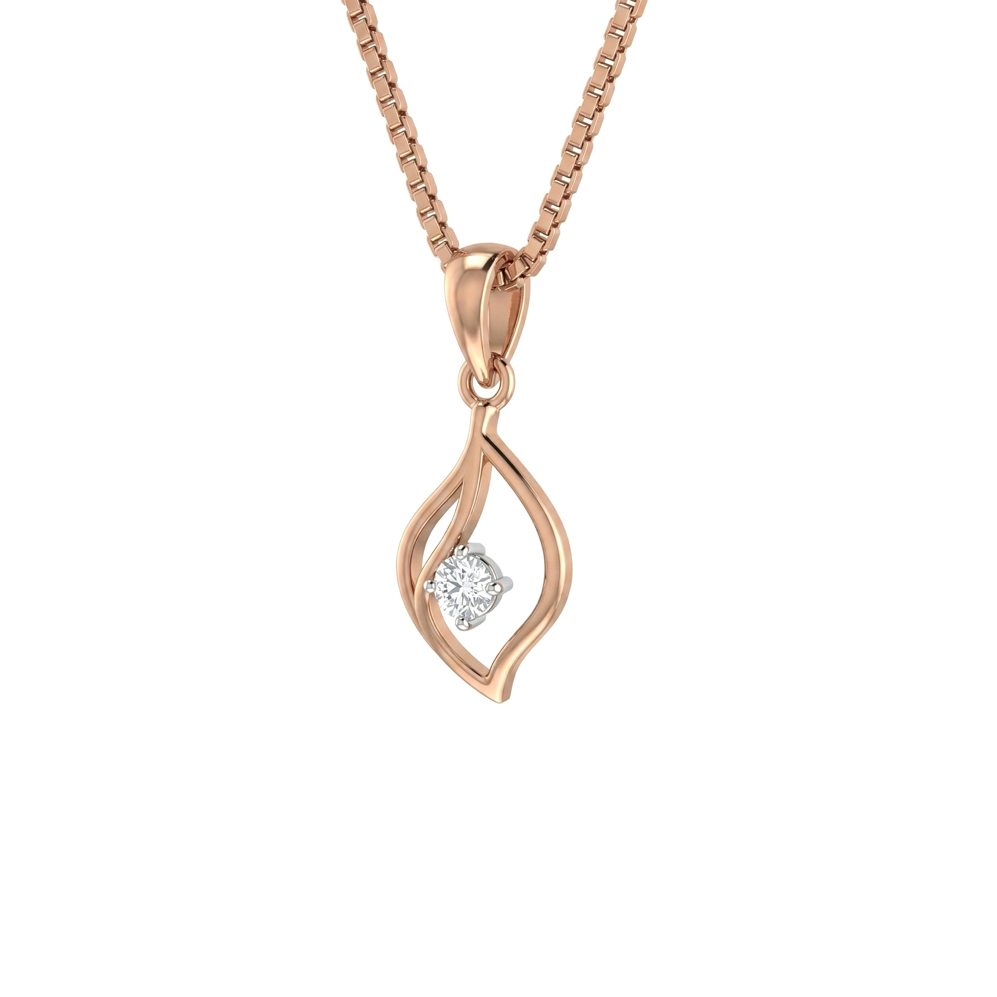 Elowira Curve Diamond Pendant with Chain