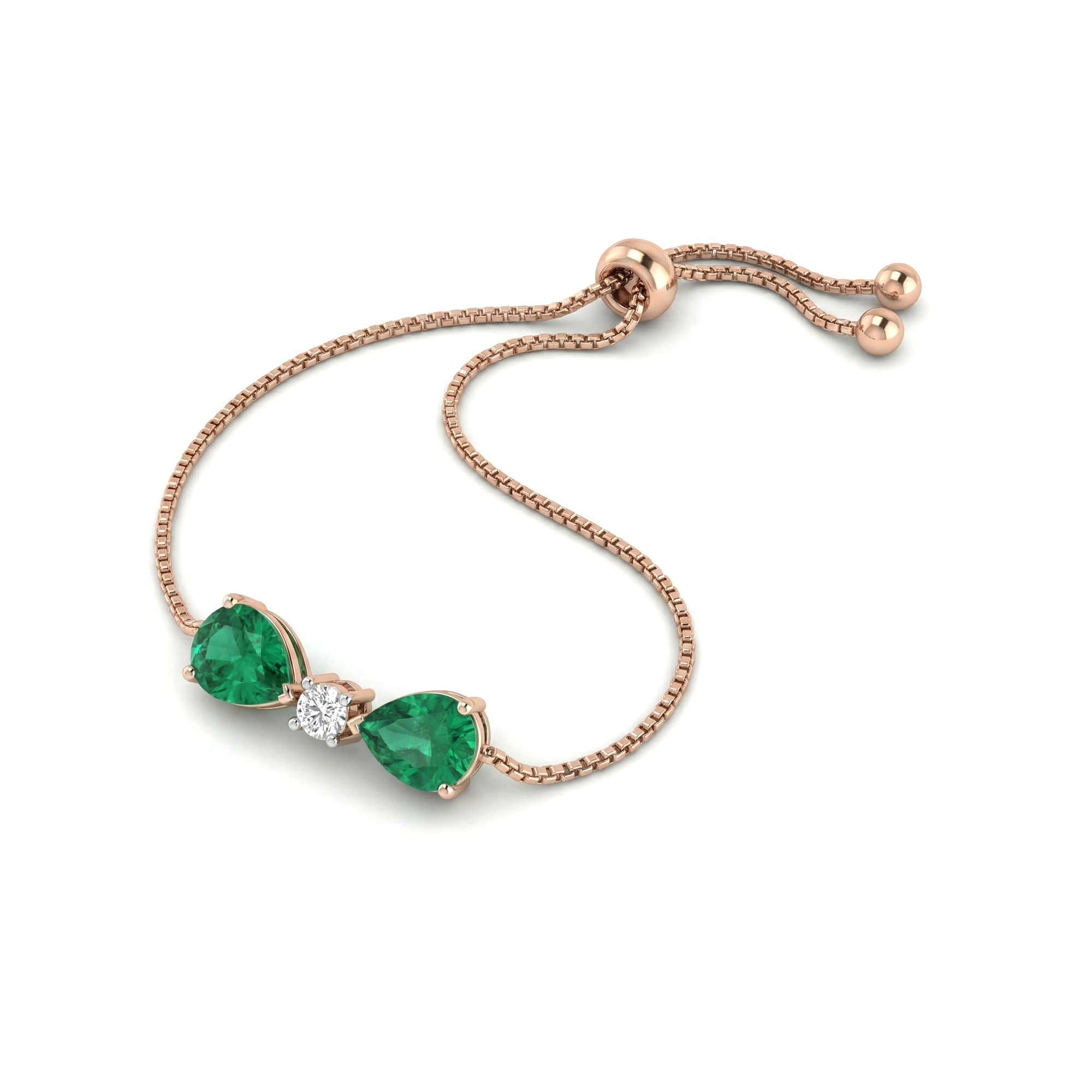 Pear Emerald Bow Lab Diamond Bracelet