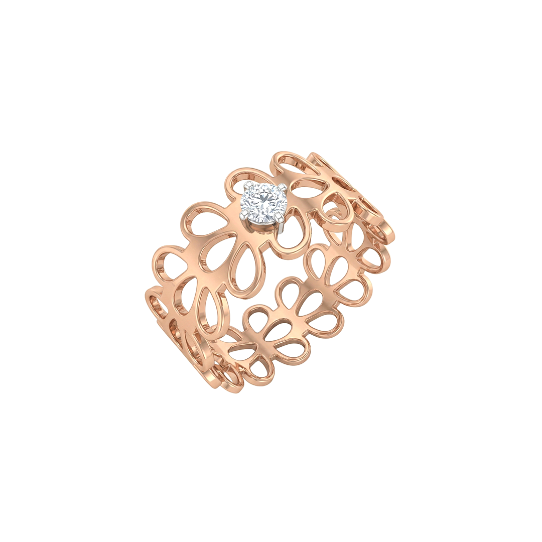 Open Petal Diamond Ring