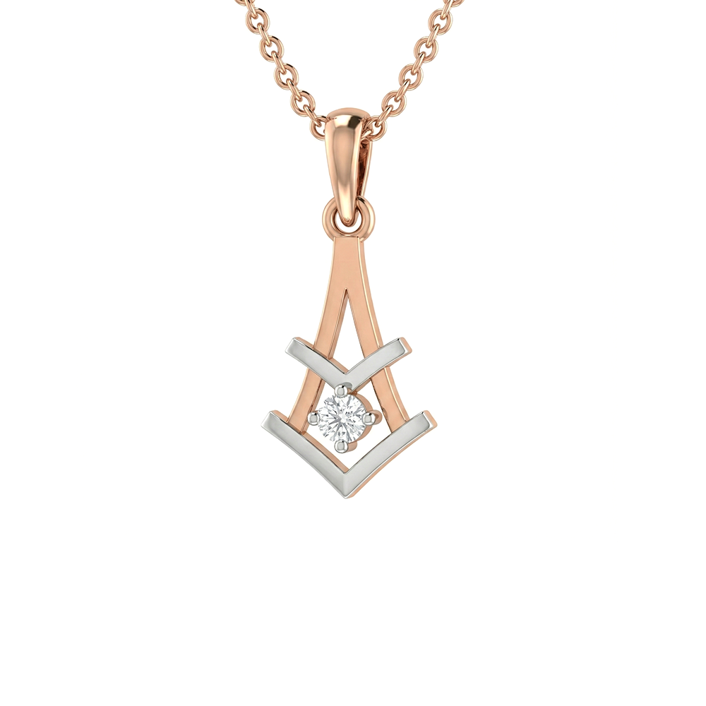 Spearhead Two Tone Diamond Pendant with chain
