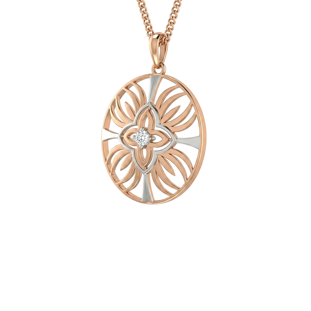Flora Orb Two Tone Diamond Pendant with Chain