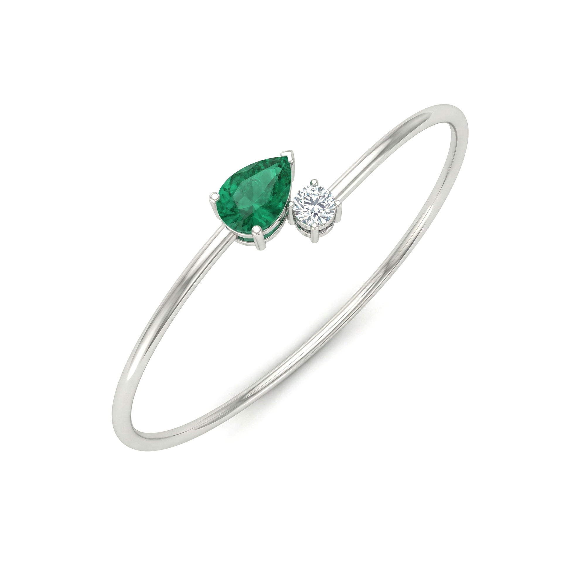 Emerald Two-Stone Lab Diamond Bracelet