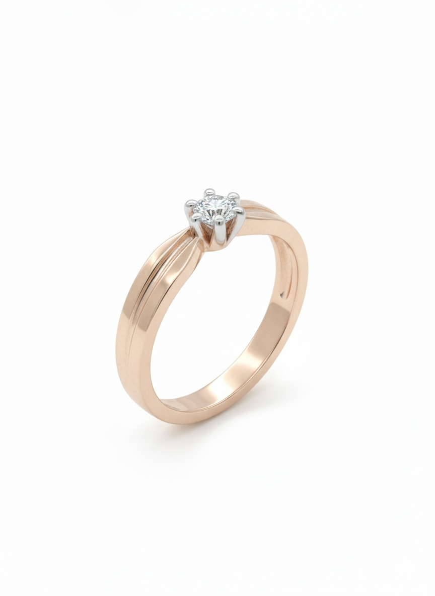 Lustra Flow Solitaire Ring – 18K Rose Gold Rhodium Plated