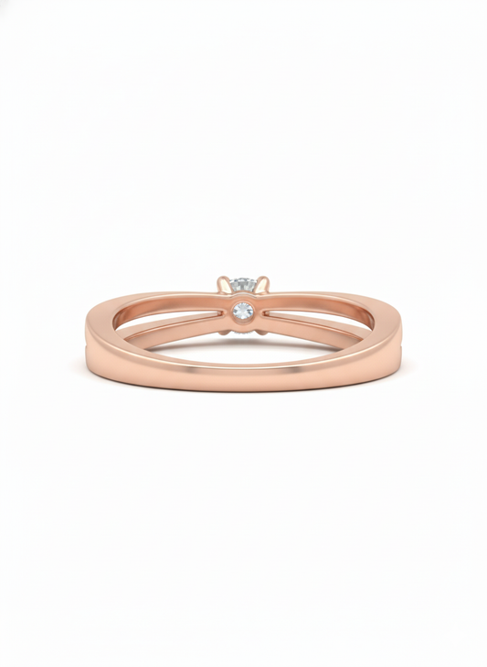Crossline Radiant Ring – 18K Rose Gold Rhodium Plated