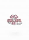 Petal Crown Stone Ring – 18K White Gold Rhodium Plated