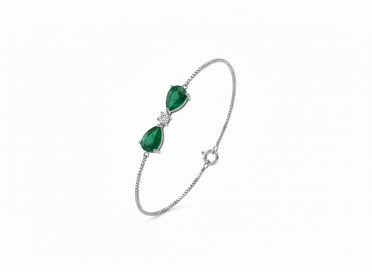 Emerald Dusk Stone Bracelet – 18K White Gold Rhodium Plated