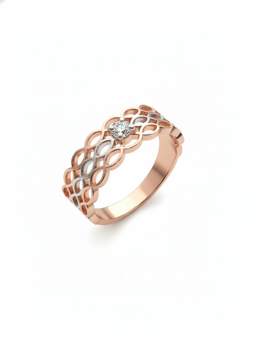 Auric Lattice Ring – 18K Rose Gold Rhodium Plated