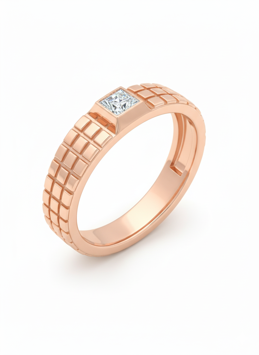 Axiom Square Ring – 18K Rose Gold Rhodium Plated